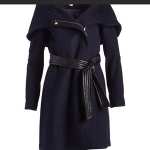 Navy Cole Haan wool coat size 12 good condition